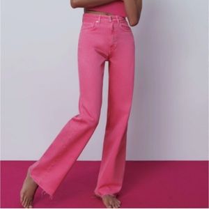 Pink Zara Wide Leg Jeans